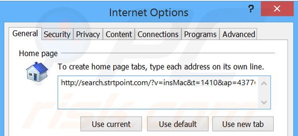 Removing search.strtpoint.com from Internet Explorer homepage