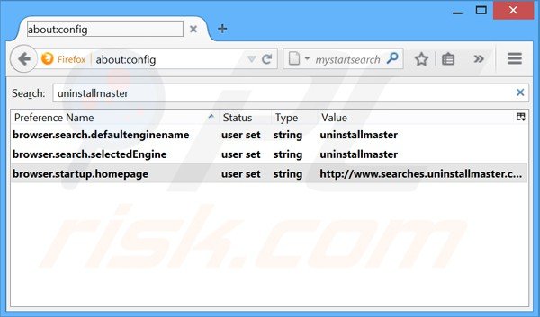 Removing Uninstall Master from Mozilla Firefox default search engine
