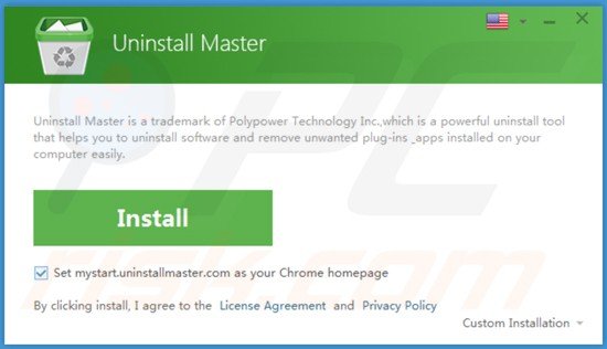 Deceptive installation setup used in Uninstall Master distribution