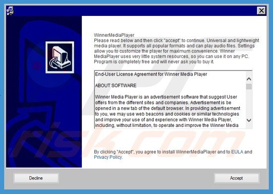 Delusive installer used in Winner Media Player distribution