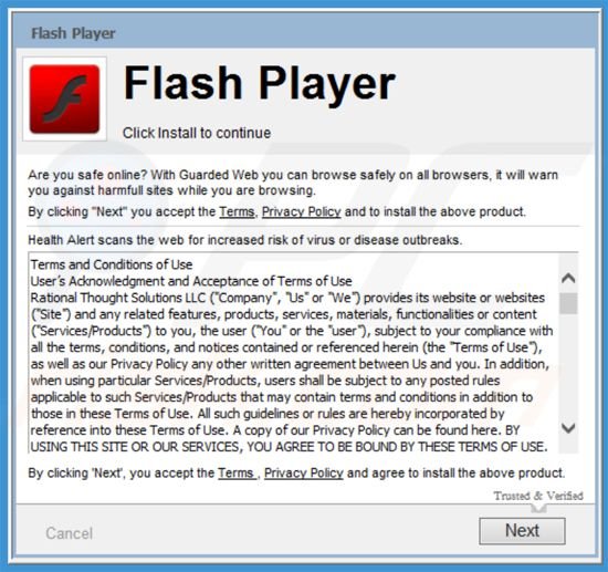 Deceptive installer used in GuardedWeb adware distribution