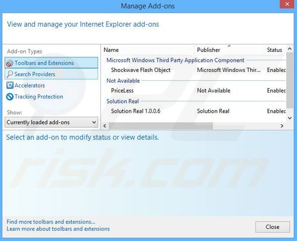 Removing GUPlayer ads from Internet Explorer step 2