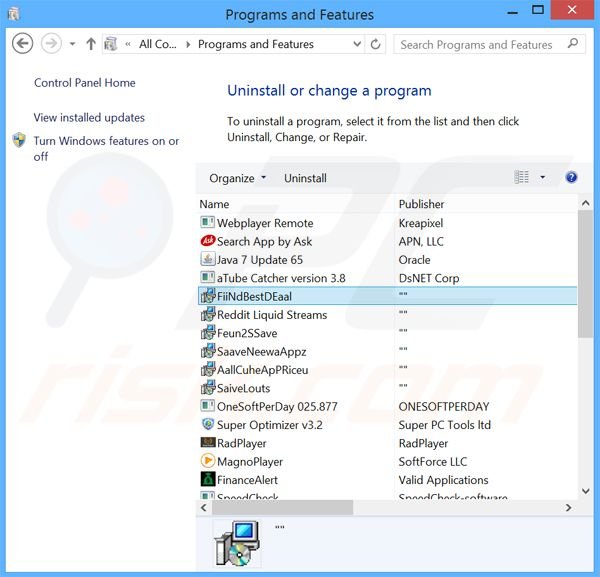 FindBestDeal adware uninstall via Control Panel