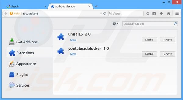 Removing websearch.look-for-it.info related Mozilla Firefox extensions
