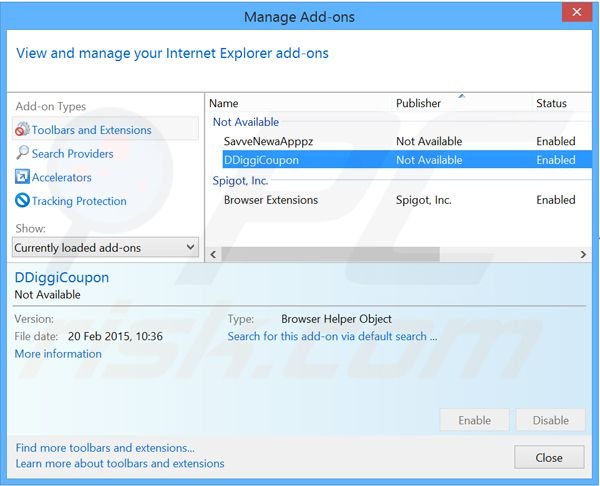 Removing NetoCoupon ads from Internet Explorer step 2