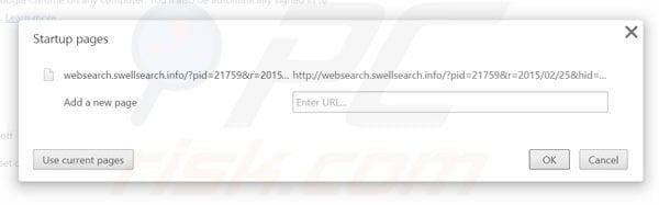 Removing websearch.swellsearch.info from Google Chrome homepage