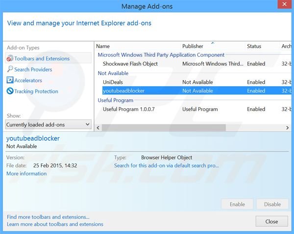 Removing websearch.swellsearch.info related Internet Explorer extensions