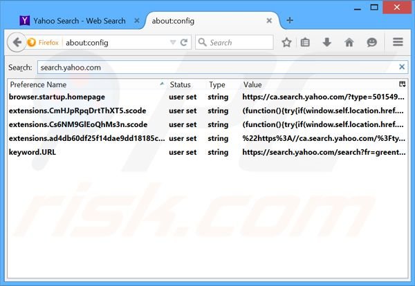 Removing search.yahoo.com from Mozilla Firefox default search engine