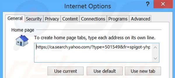 Removing search.yahoo.com from Internet Explorer homepage