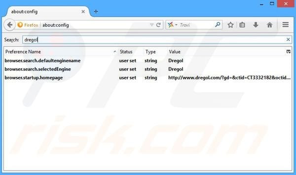 Removing dregol.com from Mozilla Firefox default search engine