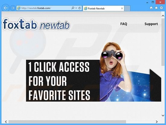 Website promoting search.foxtab.com browser hijacker