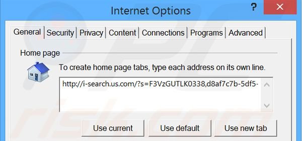 Removing i-search.us.com from Internet Explorer homepage