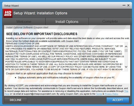 coupon alert adware installer