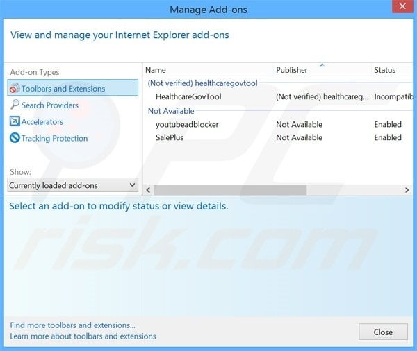 Removing FlashMall ads from Internet Explorer step 2