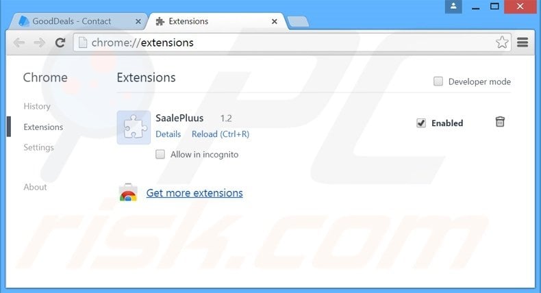 Removing GoodDeals ads from Google Chrome step 2