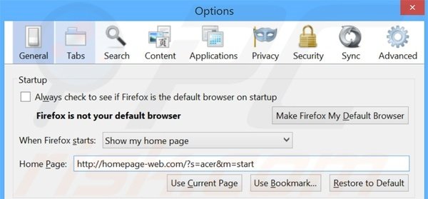 Removing homepage-web.com from Mozilla Firefox homepage