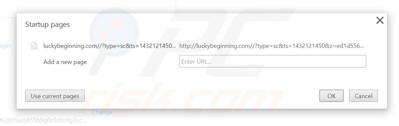 Removing luckybeginning.com from Google Chrome homepage