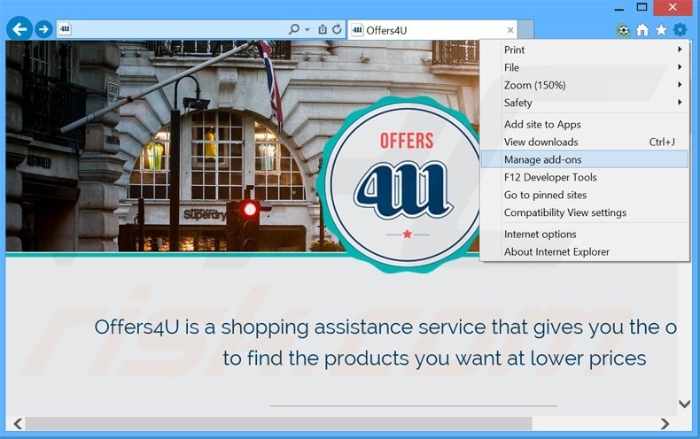 Removing Offers4U ads from Internet Explorer step 1