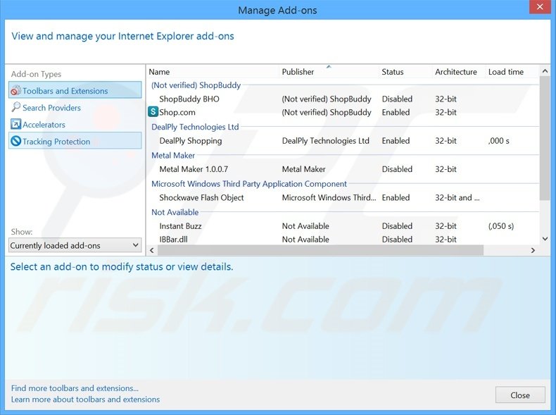 Removing ShopSmart ads from Internet Explorer step 2