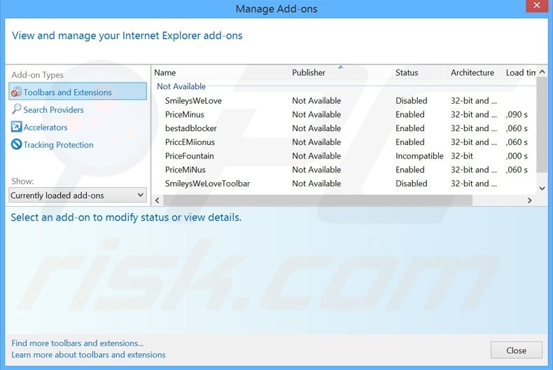 Removing WordFly ads from Internet Explorer step 2