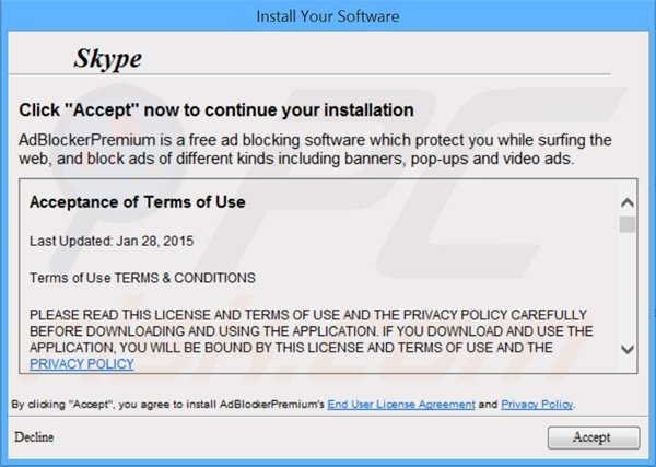 Installer distributing AdBlockerPremium adware