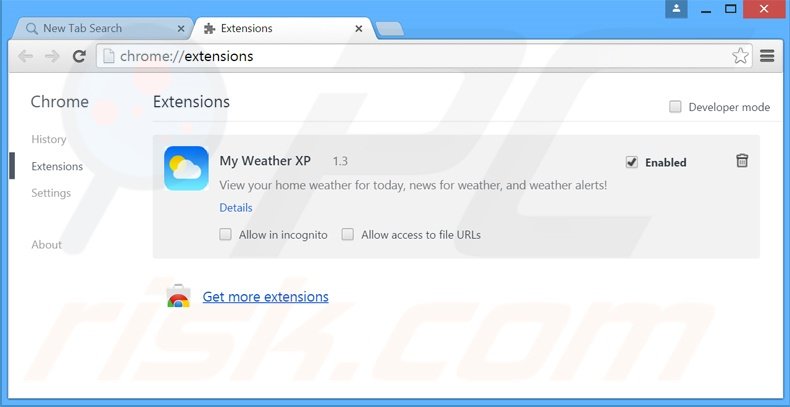 Removing search.myweatherxp.com related Google Chrome extensions