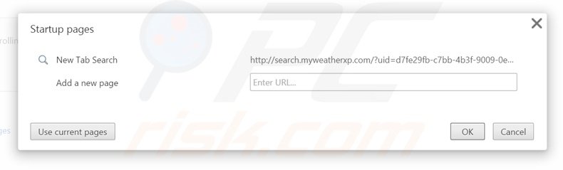 Removing search.myweatherxp.com from Google Chrome homepage