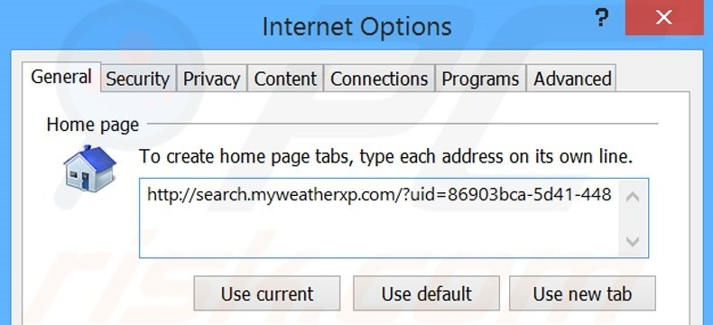 Removing search.myweatherxp.com from Internet Explorer homepage