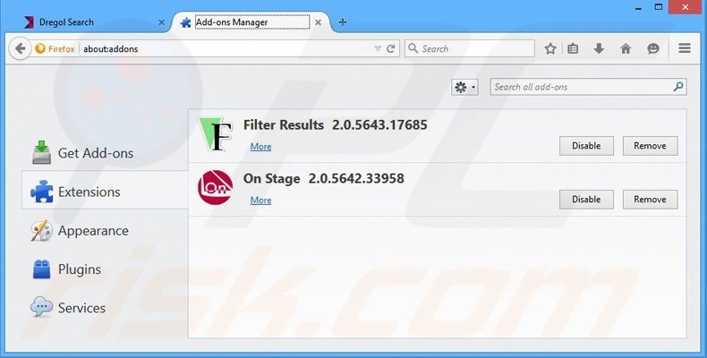 Removing On Stage ads from Mozilla Firefox step 2