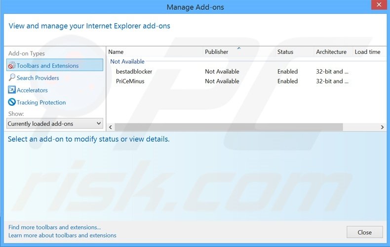 Removing searchzillions.com related Internet Explorer extensions