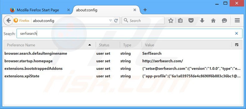 Removing serfsearch.com from Mozilla Firefox default search engine