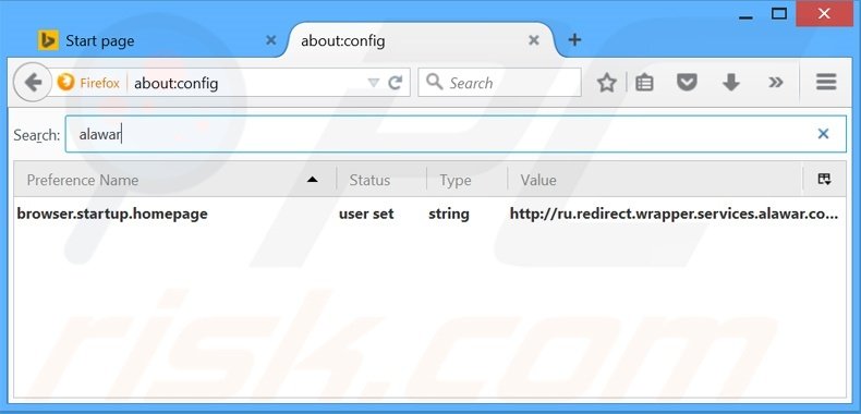 Removing start.alawar.com from Mozilla Firefox default search engine