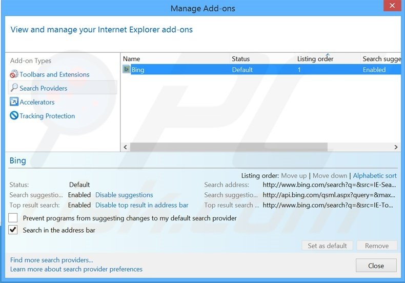 Removing start.alawar.com from Internet Explorer default search engine