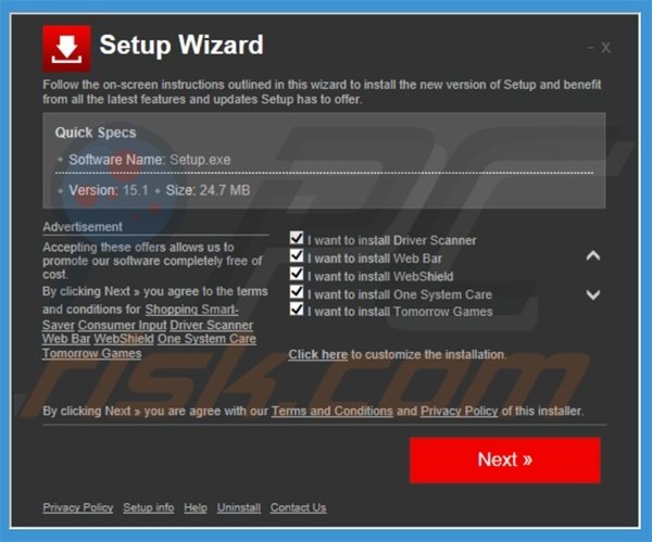 Installer used in TomorrowGames adware distribution