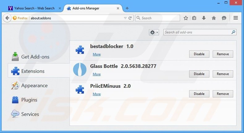 Removing yhs4.search.yahoo.com related Mozilla Firefox extensions