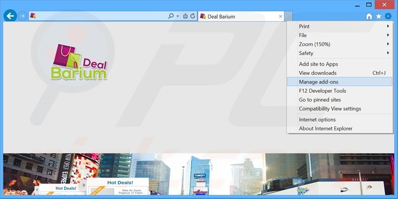 Removing Deal Barium ads from Internet Explorer step 1