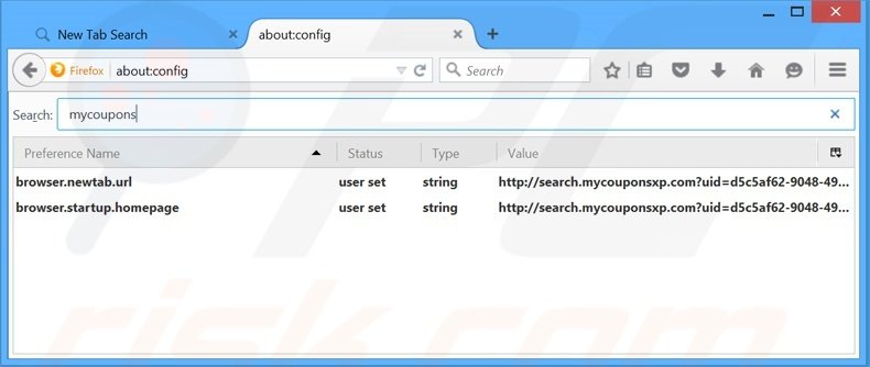 Removing search.mycouponsxp.com from Mozilla Firefox default search engine
