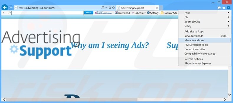 Removing Provider ads from Internet Explorer step 1