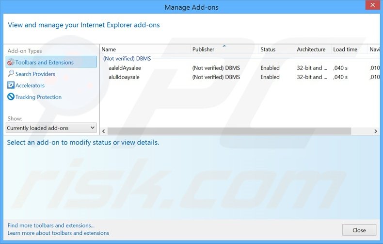 Removing AllDaySale ads from Internet Explorer step 2