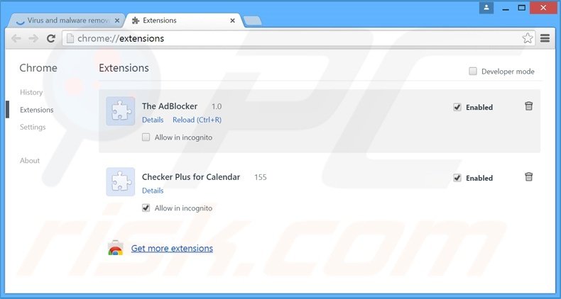 Removing BitSaver ads from Google Chrome step 2