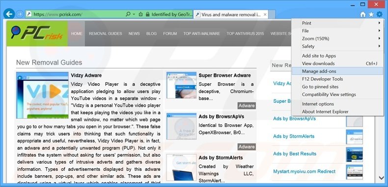 Removing Extreme Blocker ads from Internet Explorer step 1