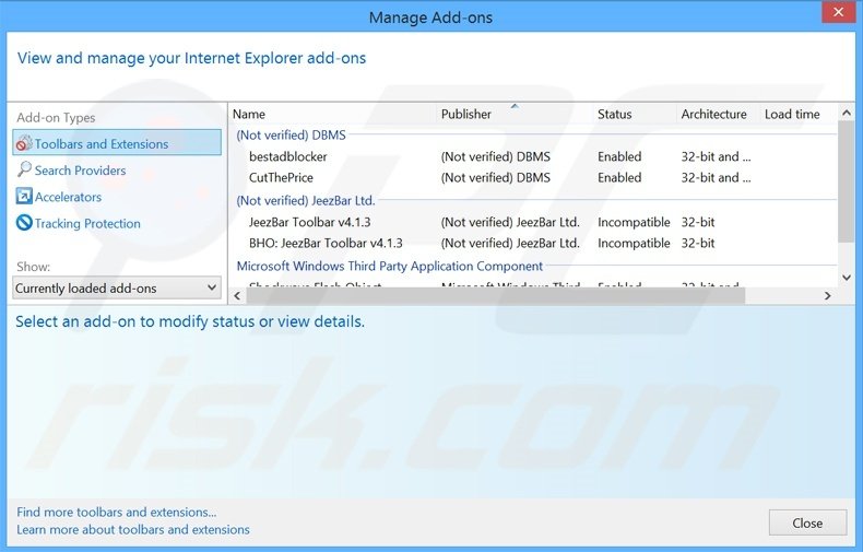 Removing Extreme Blocker ads from Internet Explorer step 2