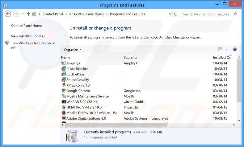 iVIDI adware uninstall via Control Panel