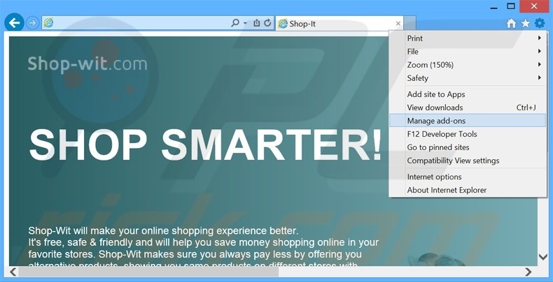 Removing KrShop ads from Internet Explorer step 1