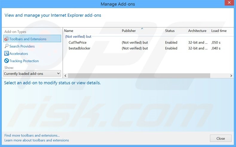 Removing KrShop ads from Internet Explorer step 2