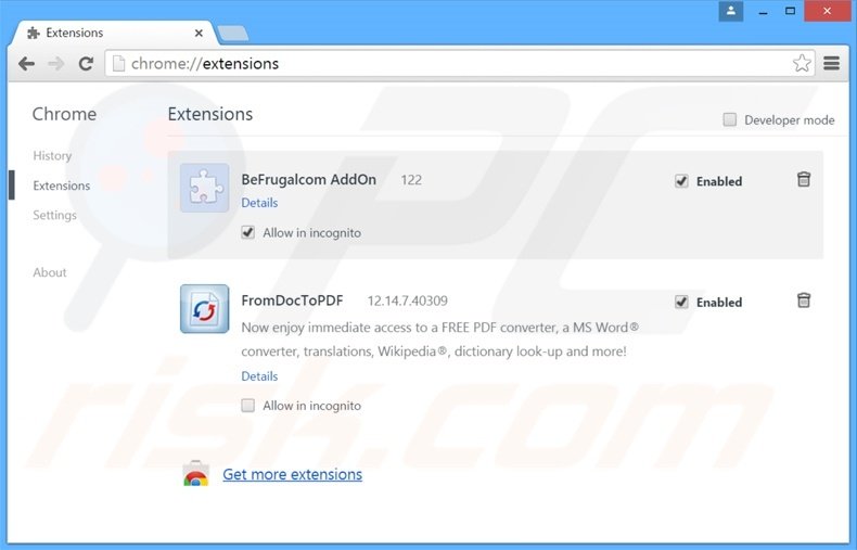 Removing Lightning newtab ads from Google Chrome step 2