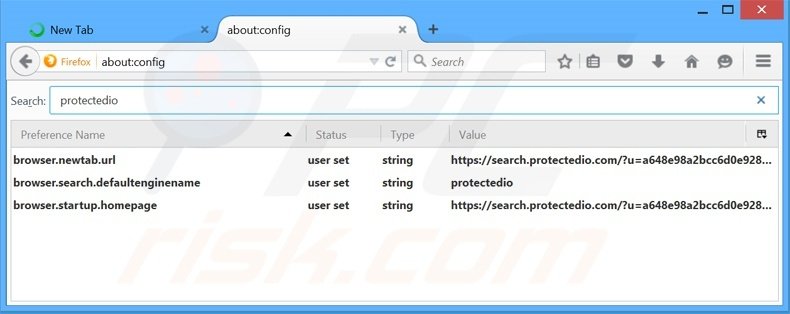 Removing search.protectedio.com from Mozilla Firefox default search engine