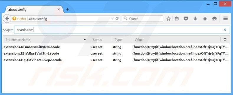 Removing search.com from Mozilla Firefox default search engine