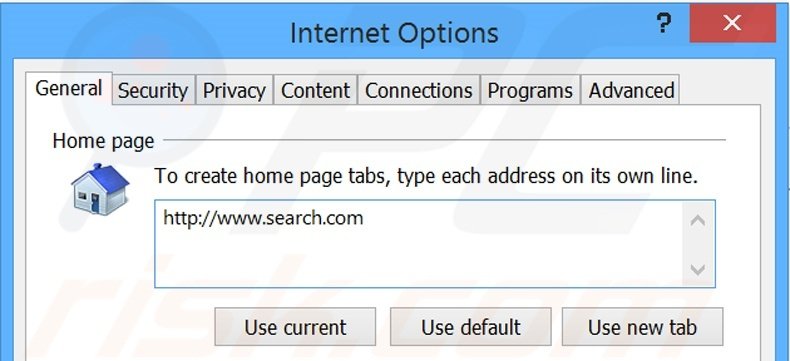 Removing search.com from Internet Explorer homepage