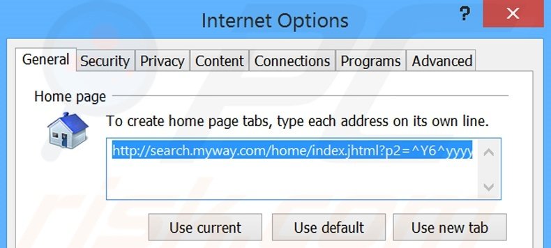 Removing search.myway.com from Internet Explorer homepage